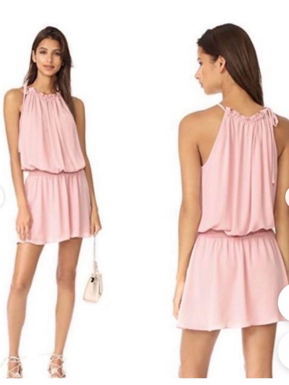Amanda Uprichard  Halter Blouson Summer Dress in Opal